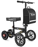 BlessReach Deluxe Medical Scooter Double Handbrake, All Terrain Steerable Knee Scooter Crutch Alternative, for Adults Injured Ankle & Foot Recovery in Blacks