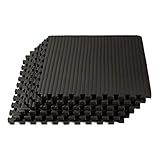 We Sell Mats 1 Inch Thick Martial Arts EVA Foam Exercise Mat, Tatami Pattern, Interlocking Floor Tiles for Home Gym, MMA, Anti-Fatigue Mats, 24 in x 24 in, Black (TL-25M), 24 Square Feet (6 Tiles)