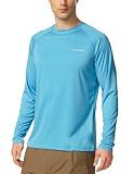 baleaf Mens UPF 50+ Sun Protection Shirts Long Sleeve Rash Guard, Quick Dry 4-Way Stretch for Fishing Swimming Surfing 01-Blue XL