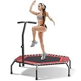 Wonlink 48" Hexagonal Rebounder Trampoline for Adults Fitness Rebounder with Quiet Bungees Cords and T-Adjustable Handle Bar, Exercise Rebounder for Adults Indoor/Outdoor Workout, Max Load 550 LBS