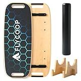 Balance Board for Adult with Adjustable Stoppers: 3 Modes Wobble Board with Roller Exercise Balancing Stability Trainer for Improve Balance Non Slip Surface (Black, with stand)