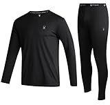 Spyder Men's Thermal Underwear Set - 2 Piece Brushed Back Fleece Lined Long Johns Base Layer Set for Men (Sizes: S-XL), Size Small, Black