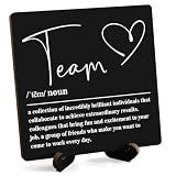 Wooden Table Sign Gift Team Definition Desk Decor Wood Plaque With Stand Team Gift for Boss Employees Women Best Mom Coworker Office(Black)-A14
