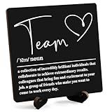 Wooden Table Sign Gift Team Definition Desk Decor Wood Plaque With Stand Team Gift for Boss Employees Women Best Mom Coworker Office(Black)-A14