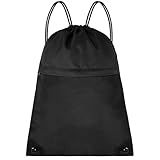 TILYMOL Drawstring Backpack Bag - String Gym Bag for Men & Women, Lightweight Cinch Sports Sackpack for Beach, Travel, Yoga, Swimming, Black
