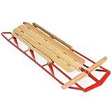 Goplus Wood Sled, 54” Steel & Wood Sled Pull Steering Snow Slider Sleigh Toboggan with Metal Runners and Steering Bar (54”)