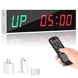 Dienmern Large Digital Gym Timer – Remote Control Gym Clock Wall with 9 Custom Modes Countdown/UP/Stopwatch/Interval, Workout Timer for Home Garage/Boxing/Outdoor Sport