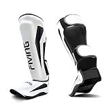 FIVING MMA Martial Arts Shin Guards,Muay Thai (White, Medium)