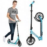 Madd Gear Folding Kick Scooter with Suspension for Adults and Teens – Adjustable Handlebar – Big 200mm Wheels – Lightweight Frame – 250lbs Capacity – Metro Cruise 250 (Blue/Black)