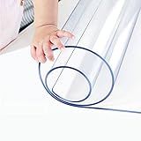 Wadrac Multi-Size Clear Table Protector Custom Eco Plastic Tablecloth Desk Cover Non-Slip Protective Pads Waterproof 5ft Long 1.5mm thcik 24x60 Rectangle Vinyl Cover PVC DeskMat for Coffee Tabletop