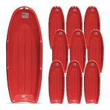 Flexible Flyer Winter Lightning Snow Sleds for Kids and Adults (10-Pack, Red) - 48 Inch Toboggan Style Plastic Sled with Hard Bottom for Fast, Smooth Rides - 1 or 2 Riders