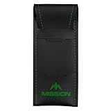 Designa Mission Sport 8 Darts Case, Slim Compact, Black Bar Wallet with Color Trim, Green
