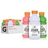 Gatorade G Zero Sports Drink, Glacier Cherry, Watermelon Splash, Apple Burst Variety Pack, 12 Fl Oz (Pack of 18)