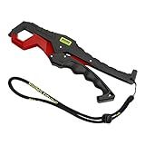 Booms Fishing G05 Fish Lip Gripper Saltwater, 9.4" Plastic Catfish Grippers Pliers, Fish Grabber Tool with Lanyard, Fish Grips for Kayak Fishing Accessories, Great Fish Holder for Caught Fish, Red