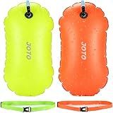 JOTO 2 Pack Swim Buoy for Open Water, Tow Float with Belt-Neonyellow&Orange