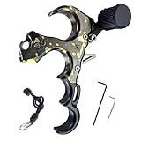 Compound Bow Aid Releaser with Wrist Straps and Adjustment Tool,Archery Release Aids with 4 Thumb Release Adjustable,Aluminum Alloy Aids.for Left and Right Handers. (High-4 Finger M-Camouflage)