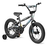 67i Boys Bikes for Ages 5-8 - 12/14/16 Inch Kids BMX Style Bike with Training Wheels, Dual Brakes & Night Safety Reflectors (Black Blue, 16 inch)