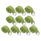 PATIKIL Yoga Strap for Stretching 6 Feet, 10Pcs Cotton Yoga Belt with Adjustable Metal D-Ring Buckle Stretch Bands for Fitness Pilates, Dark Green