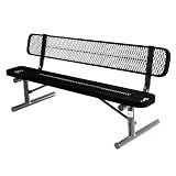 COATEDOUTDOORFURNITURE Bench, Black, Expanded, 6Ft, with Back, Portable