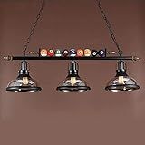 Pool Table Lighting Fixtures Ceiling Lamp for Game Room Beer Party 7' - 8 ' Table,Black Metal Ball Design Billiard Pendant Lamp with 3 Glass Shades (3 Heads Glass Shades)