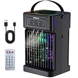 Portable Air Conditioners, 2026 Upgraded 4-IN-1 Quiet Portable AC Unit with Remote, 1100ML Tank Evaporative Air Cooler, 7 Color Light Personal Mini Air Conditioner for Bedroom,Office, Camping, Car,RV