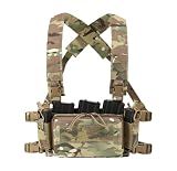 VOTAGOO Tactical Chest Rig With Triple 5.56/7.62 Mag Pouch Insert X-Harness Mounted Chest Rig Adjustable&Detachable for Shooting Hunting