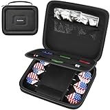 Dart Cases Hold 6 Soft Tip and Steel Darts Set, Dart Holder Bag Storage Organizer with 6 Built-in Pockets Hold Flights, Tips and Shafts Accessories (Box Only)