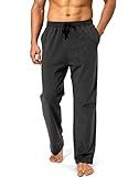 Pudolla Men's Cotton Yoga Sweatpants Athletic Lounge Pants Open Bottom Casual Jersey Pants for Men with Pockets (Charcoal Medium)