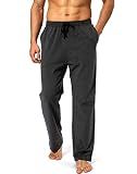 Pudolla Men's Cotton Yoga Sweatpants Athletic Lounge Pants Open Bottom Casual Jersey Pants for Men with Pockets (Charcoal X-Large)