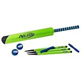 Nerf Foam Cricket Set - Full Starter Cricket with 30" Bat, (2) Foam Balls + (3) Plastic Wickets - Perfect for Adults, Kids + Beginners - Full Set
