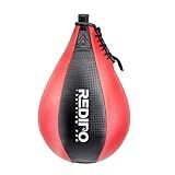 Redipo Boxing Speed Bag - PU Leather Speed Punching Bag, MMA Training Reflex Ball Boxing Equipment, Punching Bag Workout Kicking Training Home Gym Exercise Speed Ball (Black&Red)