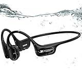 Hostena Swimming Headphones IP68 Waterproof, Open Ear Bone Conduction Underwater Headphones Bluetooth 5.4& MP3 with 32GB Memory Card, Soft/Skin/Lightweight Sound Swim Earbuds-SurfAudio(Black)