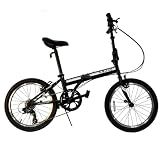 ZiZZO Campo 20 inch Folding Bike with 7-Speed, Adjustable Stem, Light Weight Frame (Black)