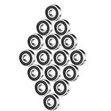 16 Pack 608-RS Ball Bearings Skateboard Bearings Double Rubber Sealed Shielded Miniature Deep Groove 608rs ABEC-9 Bearings for Skateboards Inline Skates Scooters Roller Blade Skates (8mm x 22mm x 7mm)