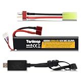 Tosiicop 11.1V Airsoft Battery 2000mAh - Lipo Batteries 30C & XH-4P Connector with T Plug to Mini Tamiya Conversion Cable Rechargeable USB Charger for Airsoft Model Rifle Gel Blaster Accessories