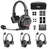 SYNCO XTALK Full Duplex Wireless Intercom Headset System for 4 Person, 24H Workingtime 350M/1148FT AEC Noise Cancellation Team Communication Intercom Headsets for Event Production Filming (XTALK X4)