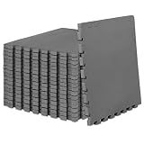 ProsourceFit Weaved Pattern Extra Thick Exercise Puzzle Mat 1-inch, EVA Foam Interlocking Tiles for Protective, Cushioned Flooring for Home and Gym Equipment; Gray, 72 SQ FT, 18 Tiles