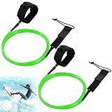 Lunmon 2 Pcs Surf Leash 6/7/8 ft Straight Surf Board Leashes 6/7mm Surfboard Leash Legrope Wrist Strap for Paddleboard, Shortboard, Longboard, Surfboards(Green,6ft,6mm)