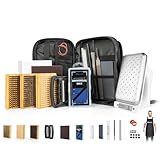 OutdoorMaster Ski Snowboard Tuning and Waxing Kit with Waxing Iron,Universal Wax,Edge Tuner,Brush,Wax Scraper,Ptex,Fixer Screw,Rubber Band (Black, M-Standard)