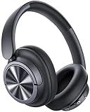 Hybrid Active Noise Cancelling Headphones 120H Playtime Wireless Headphones Bluetooth 6.0 Over Ear Headphones with 6 ENC HD Call Mic, Hi-Res 360° Spatial Audio ANC Headphone for Travel Workout Black