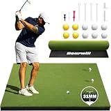 Bearwill Golf Mat 31mm, 5ft x 4ft Golf Hitting Mat for Indoor Outdoor Practice, High-Elasticity Elite Artificial Grass Simulator Turf Mat for Chipping Swing Driving Training