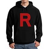 Tstars Team Rocket Hoodie for Men - Anime R Logo Sweatshirt - Halloween or Group Themed Outfit Large Black