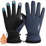 rivmount Kids Ski Gloves Touchscreen Waterproof Warm for Boy Girl Youth Skiing Cycling Snow Winter (Blue M)