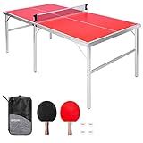 GoSports 6 ft x 3 ft Mid-Size Table Tennis Game Set - Indoor/Outdoor Portable Table Tennis Game with Net, 2 Table Tennis Paddles and 4 Balls
