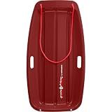 Retrospec Retrorider Plastic Snow Sled for Kids and Adults - Toboggan Style with Pull Rope, Cold-Resistant Construction & Hard Bottom for Fast Downhill Rides
