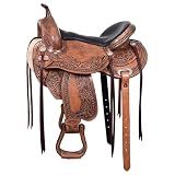 HILASON Antique Brown 16 in Western Horse Saddle American Leather Flex Tree Trail & Pleasure Brown