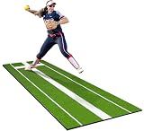 KuiBonu 2024 Upgraded Version Softball Pitching Mat with Rubber, Denser Antifade Turf, Antislip Rubber Bottom, 10' X 3' Softball Pitching Mound for Outdoor and Indoor