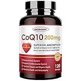 ZEBORA CoQ10-200mg-Softgels with PQQ, BioPerine & Omega-3, 120 Servings Coenzyme Q10(Ubiquinone) Supplement for High-Absorption, Powerful-Antioxidant, Support Heart & Energy-Production