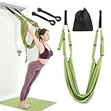 Yoga Stretching Strap,Stretching Equipment with Door Anchor,Back Stretcher for Back Pain, Flexibility Tensile Trainer for Dance Aerial Yoga Ballet Leg Stretching Exercise (Green)
