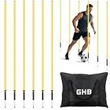 GHB Agility Poles 6 Pack 6ft Sports Soccer Training Poles,Detachable Speed Training Equipment Football Accessories (6 Pack 6ft)